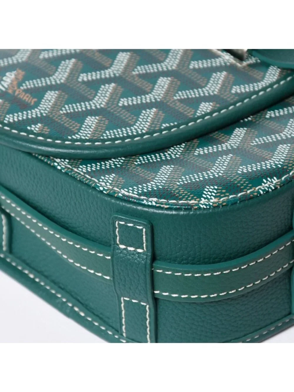 Goyard Belvedere PM Shoulder Bag Green Leather